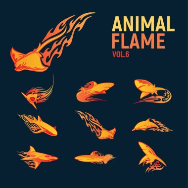 hayvan alev maskot logo ayarlamak.