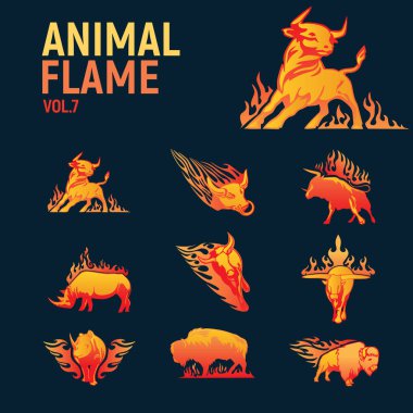 hayvan alev maskot logo ayarlamak.