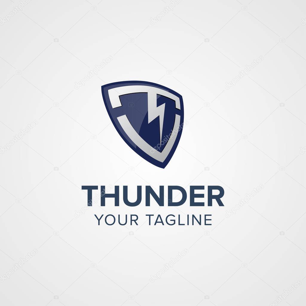 Creative thunder Shield Logo concept design template