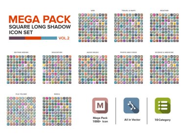 Paket Mega Pack kare simgesi ayarla 
