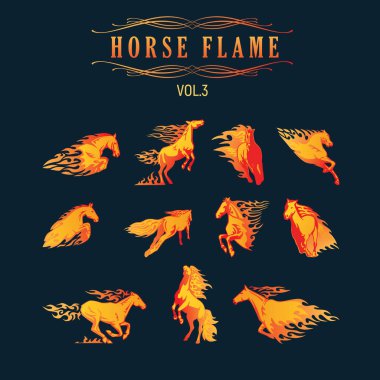 hayvan alev küme. at illüstrasyon vektör