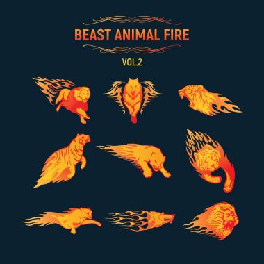 hayvan alev küme. at illüstrasyon vektör