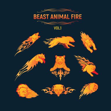 hayvan alev küme. at illüstrasyon vektör