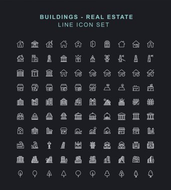 binalar satır Icon Set. 