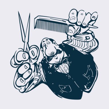 Kuaför çizgi film llustration. vektör çizimi