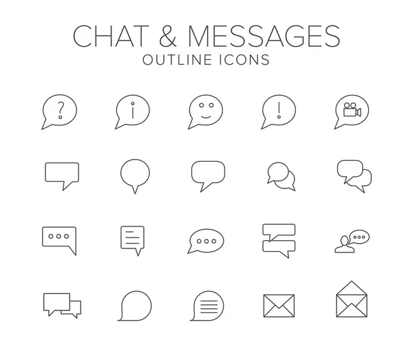 Juego de iconos de línea de chat y mensajes . — Vector de stock