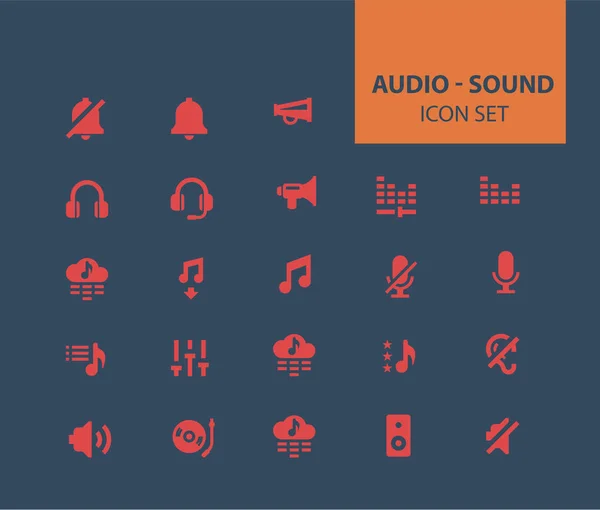 Audio- und Soundsymbolset. — Stockvektor