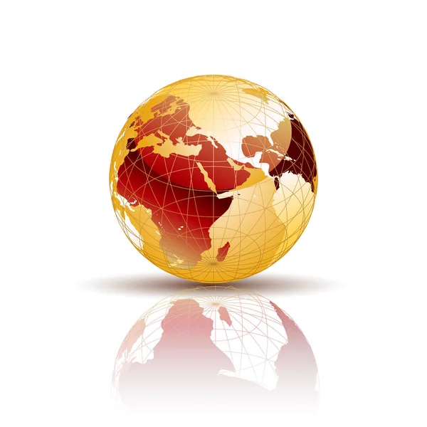 Globo del mundo del oro. Ilustración vectorial — Vector de stock