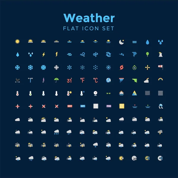 天気フラット アイコン セット ベクトルの図 完全に編集可能なベクトル — ストックベクタ