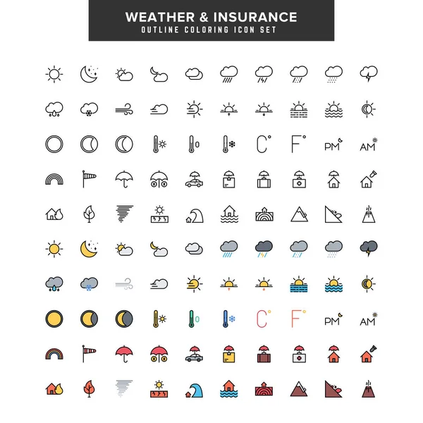 Weather & insurance Icon set — Stock Vector