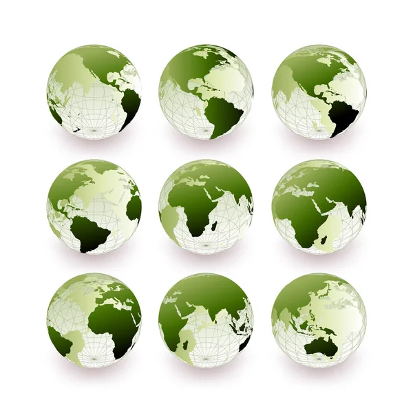 Conjunto colección globo verde . — Vector de stock