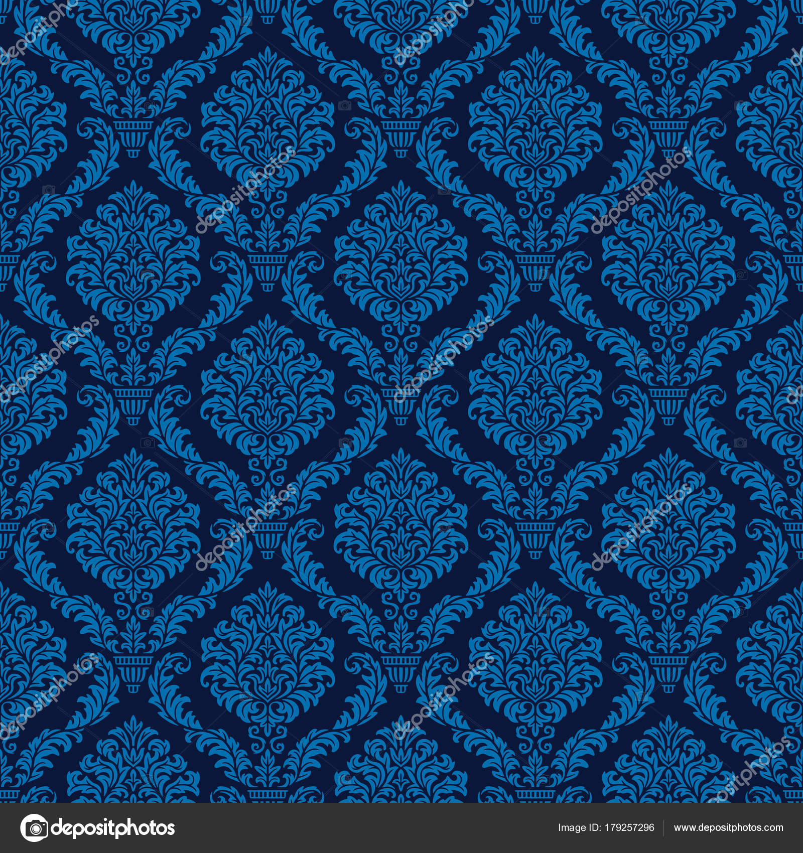 Elegant blue seamless damask background Stock Vector Image by ©oriu007
