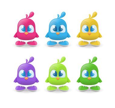 Komik kuş karakter kümesi