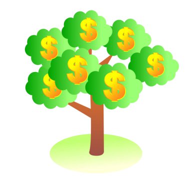 Para ağacı beyaz arkaplanda izole edildi