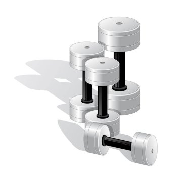 İzole vektör çizim dumbbells barbell gerçekçi Icons set