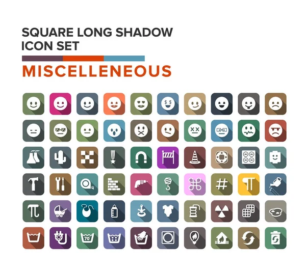 Varios y emotivos iconos de largo conjunto de sombras — Vector de stock