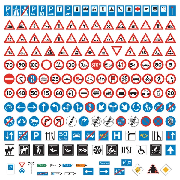 Verkehrszeichen und Symbole gesetzt — Stockvektor