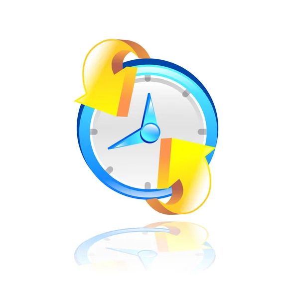 Horloge avec flèche jaune — Image vectorielle