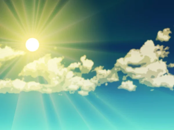 ベクター黄色い太陽光の効果。雲の上空でレイと太陽 — ストックベクタ