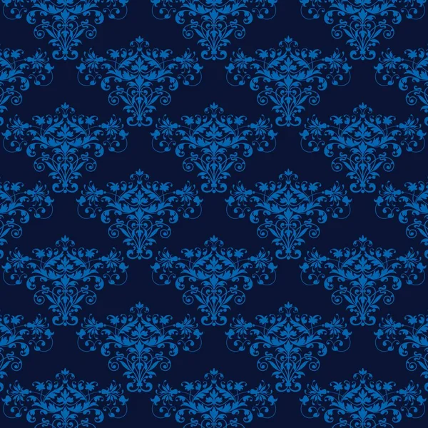 Elegante azul sin costuras damasco fondo — Vector de stock