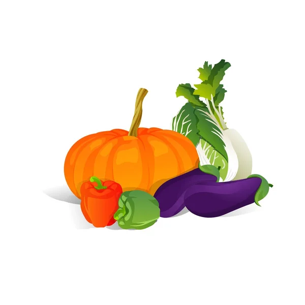 Färgglada ekologiska designkoncept. färska grönsaker och frukter — Stock vektor