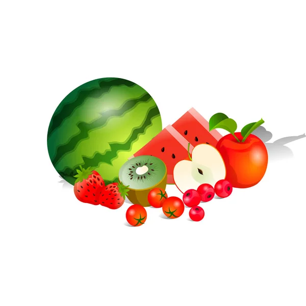Colheita de frutas e bagas suculentas — Vetor de Stock
