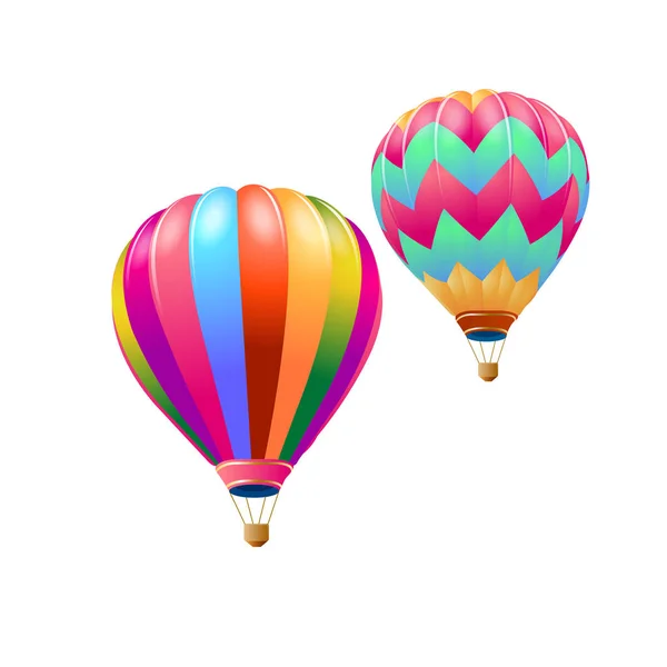 Globos de aire caliente de colores que vuelan aislados sobre fondo blanco — Vector de stock