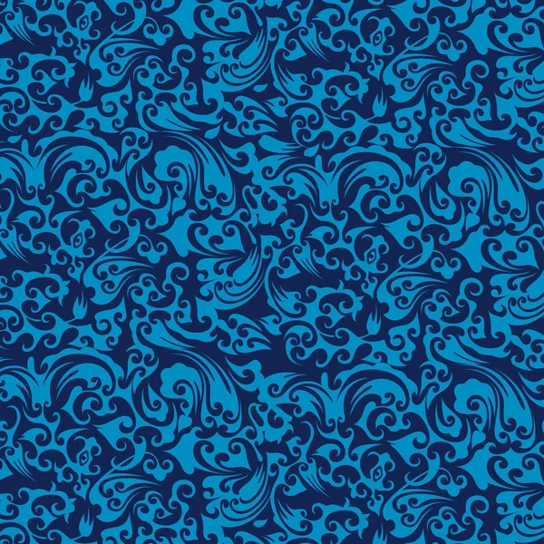 Elegante azul sin costuras damasco fondo — Vector de stock