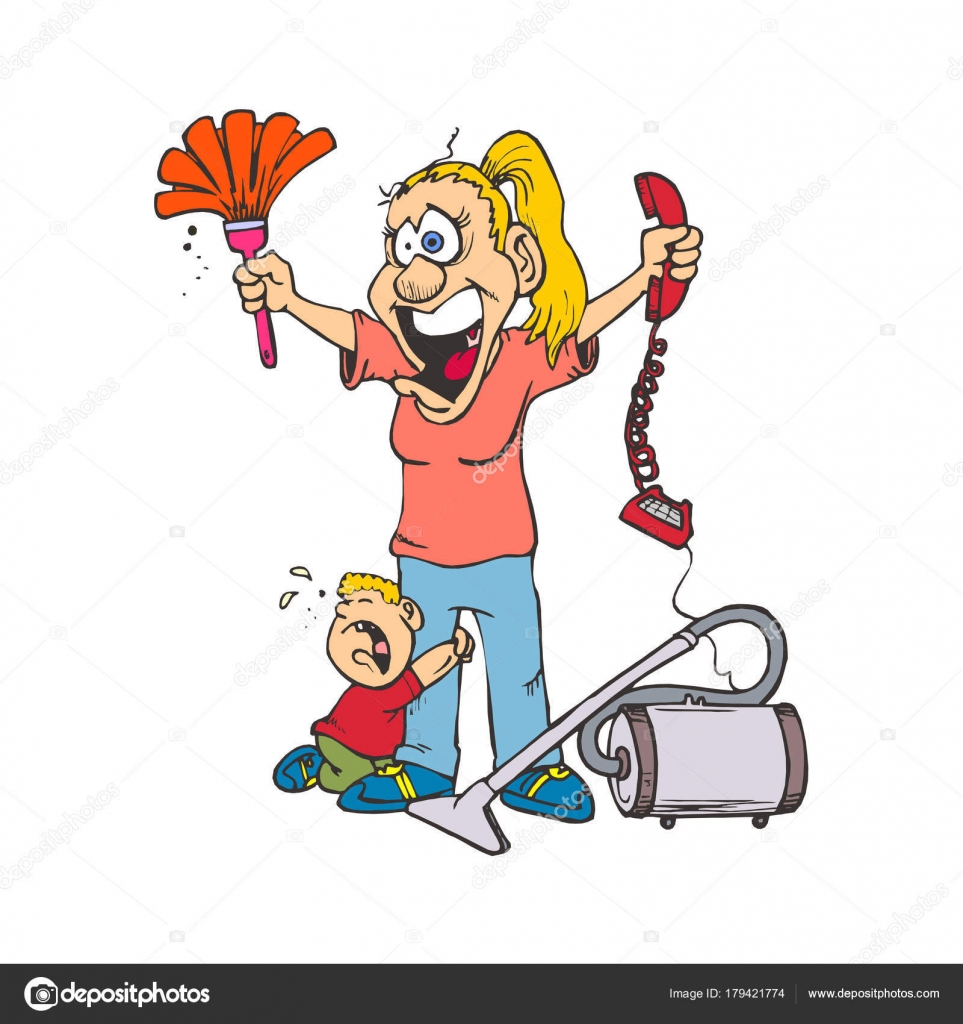 Caricature woman with tired face and crying child Illustration Stock Vector  Image by ©oriu007 #179421774