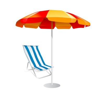 Şemsiye ve şezlonglar illüstrasyon