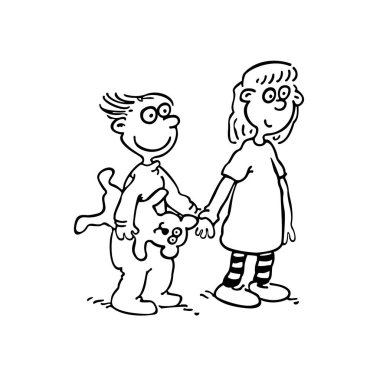 Mavi bebek illüstrasyon tutan küçük bir kız 