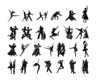 dansçı siluet koleksiyonu illüstrasyon