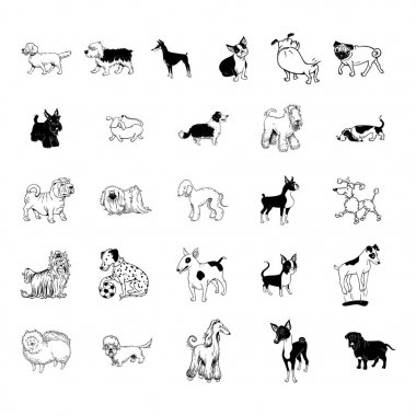 köpek toplama clipart illüstrasyon