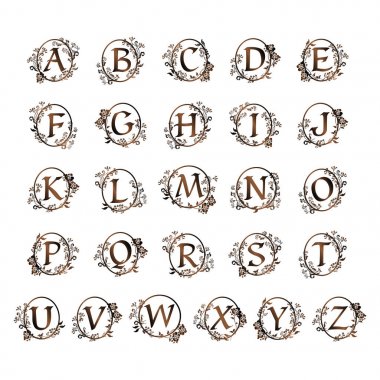 ornamental letter alphabet  vintage  vector illustration clipart