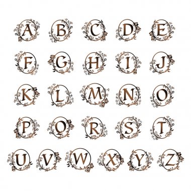ornamental letter alphabet  vintage  vector illustration clipart