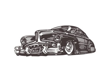 Vektör - retro, çubuk büyük motorlu illüstrasyon 