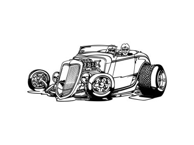 Vektör - retro, çubuk ile büyük motor, izole arka plan üzerinde