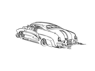 Vektör - retro, çubuk ile büyük motor, izole arka plan üzerinde