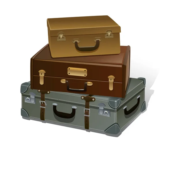 白い背景の上のレトロなスーツケース ベクトル図 — ストックベクタ