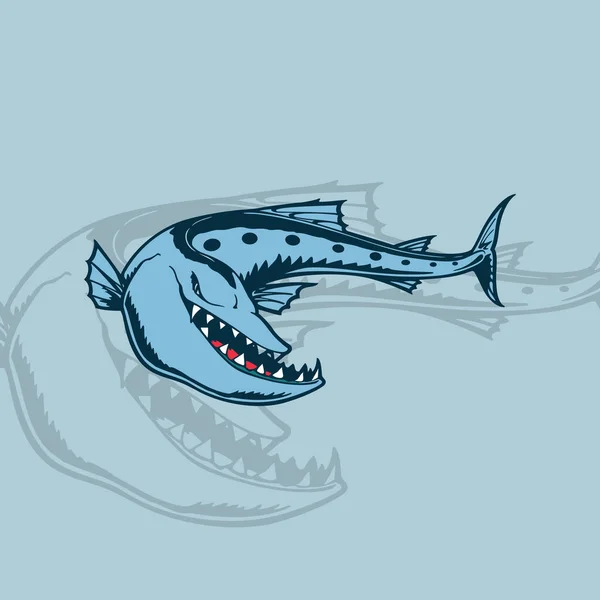 Rozzlobený žralok ilustrace — Stockový vektor