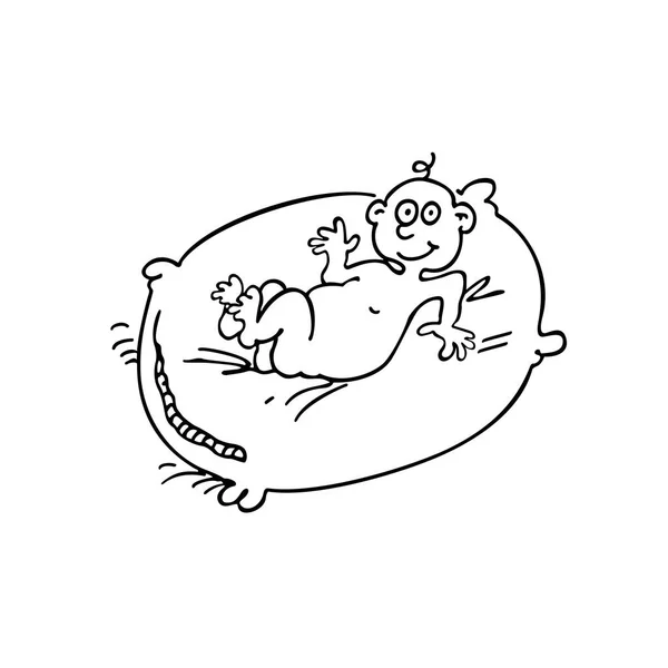 Мультфильм "Симпатичный ребенок с подушкой" — стоковый вектор