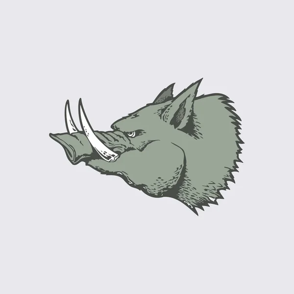 Angry ofhead  wild hog Illustration — Stock Vector