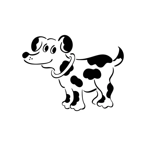 Sedící pes ilustrace vektorové černá a bílá — Stockový vektor