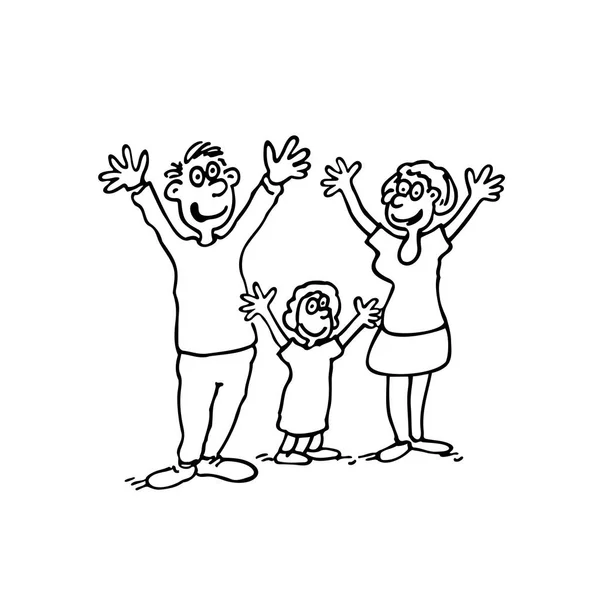 Διάνυσμα doodle της ευτυχισμένη οικογένεια εικονογράφηση — Διανυσματικό Αρχείο