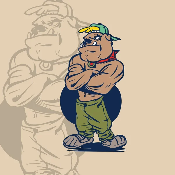 Personaje de la mascota de dibujos animados Bulldog Ilustración — Vector de stock