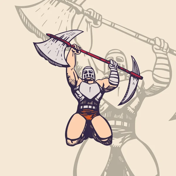 Mascote do exército troiano. personagem Ilustração . — Vetor de Stock