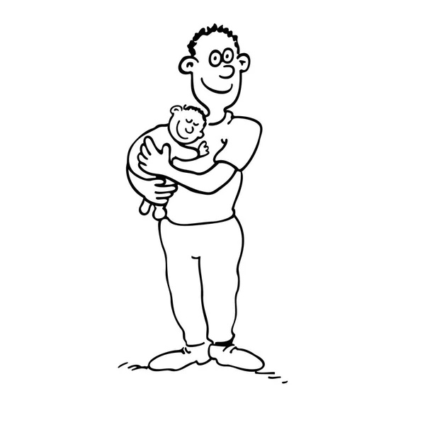 Glücklicher Papa hält ihr Babyboy Illustration . — Stockvektor
