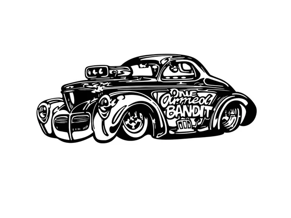 Vettore retro hotrod auto clipart cartone animato Illustrazione . — Vettoriale Stock