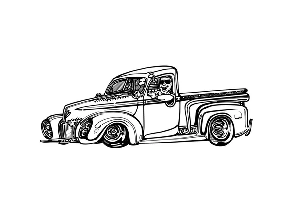 Векторний ретро гарячий автомобільний кліпарт мультфільм Ілюстрація . — стоковий вектор
