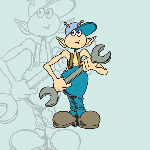 Mechanic character cartoon Illustration — стоковый вектор